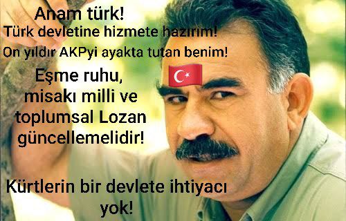 Binyılın en büyük ihanetçisi itirafçı Öcalan Kürt milletini temsil etmiyor! Söyledikleri Kürt milletini değil ancak kendi kullarını bağlar! Kürtlerin meselesi sınıfsal veya ideolojik değil ulusal bir meseledir ve Kürdistan'ın işgali sonlanmadan da asla çözülemez!