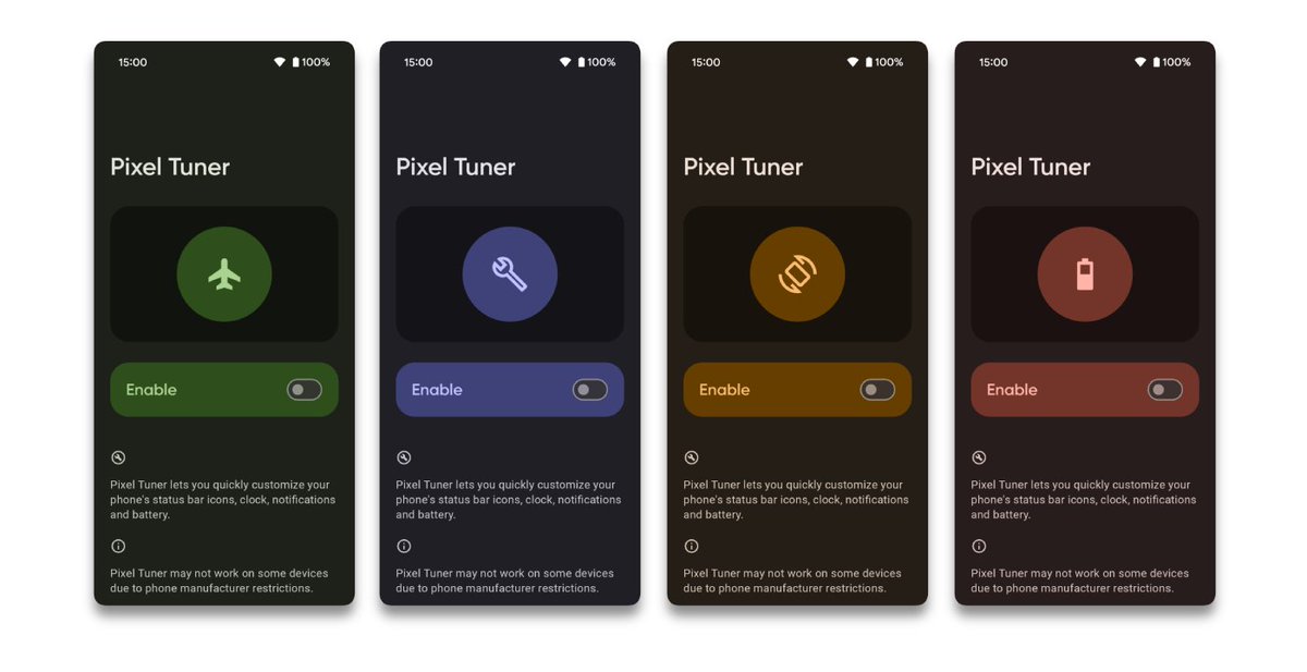 gcantoni_'s tweet photo. Pixel Tuner Version 4.0:
- The app has been rebuilt from the ground up using the latest Android development tools, to deliver a modern and optimized experience
- New design completely based on Material Design 3 (Material You)
- Added support for Android 14 and 15
👇🏼👇🏼👇🏼 https://t.co/E7EUHLDvMw
