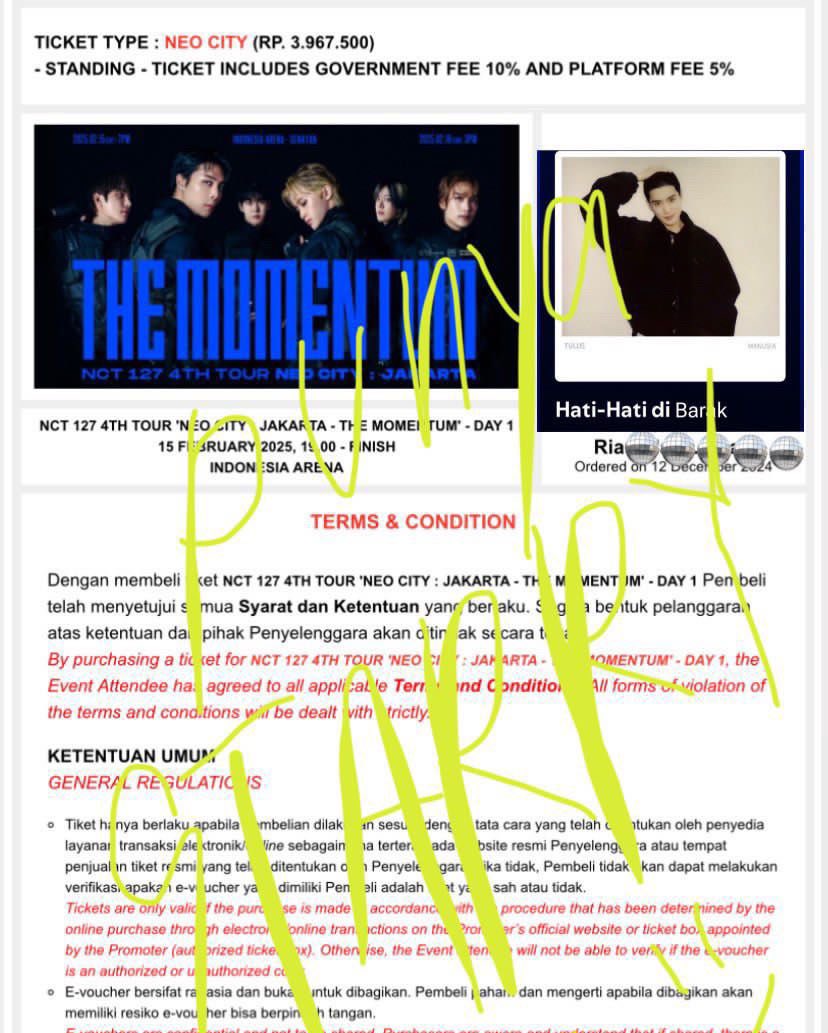 WTS NCT 127 4th Tour Neo City Jakarta - The Momentum Day

📌Neocity Day 1  - gensale 1tix
🏷Bisa dicicil sampe hari h
💰4jt bisa nego

alasan jual : temen gak jadi nonton

#NEOCITY_THE_MOMENTUM_IN_JAKARTA #NCT127_NEOCITY_THE_MOMENTUM
t. wts wtb tiket