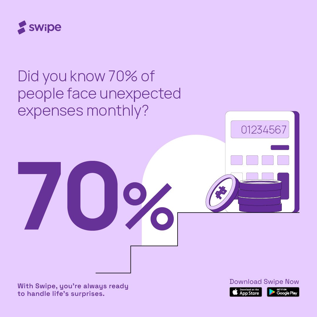 70% of people face unexpected expenses monthly—guess life loves surprises!

Don’t let it catch you off guard.

Download Swipe now and stay ready!

#swipe 
#instantloans