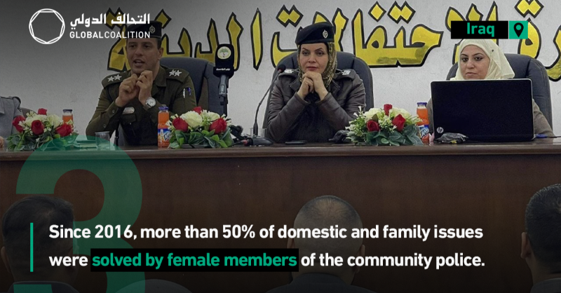 coalition's tweet photo. Reflecting on the past year, let's acknowledge the Iraqi servicewomen in the Iraqi Security Forces for their courage, dedication, and unwavering commitment to peace and security in Iraq. #TogetherForIraq