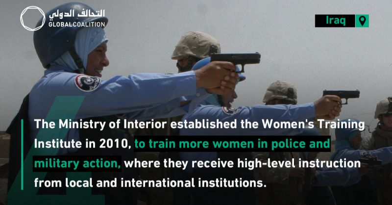 coalition's tweet photo. Reflecting on the past year, let's acknowledge the Iraqi servicewomen in the Iraqi Security Forces for their courage, dedication, and unwavering commitment to peace and security in Iraq. #TogetherForIraq