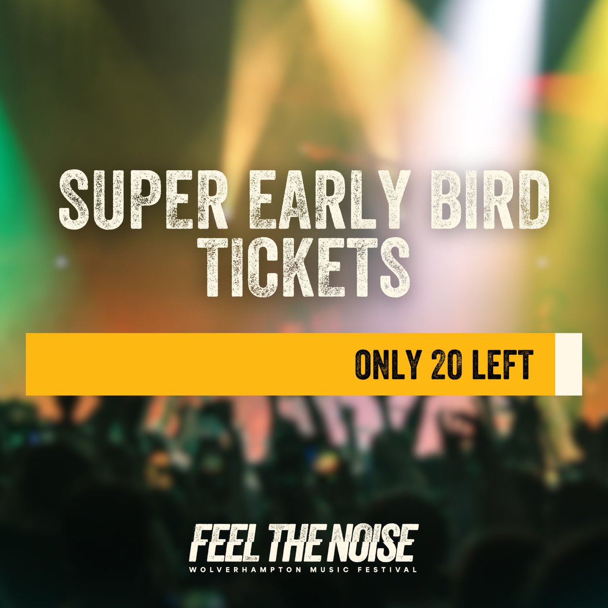 Feel The Noise | Wolverhampton Music Festival (@ftnfest) on Twitter photo β οΈ TICKET WARNING: Our cheapest tier sold extremely fast over Christmas and there are now only 20 Super Early Bird tickets remaining.
π¨ These will sell out FAST so make sure to secure your access before prices rise π feelthenoisefestival.seetickets.com β οΈ TICKET WARNING: Our cheapest tier sold extremely fast over Christmas and there are now only 20 Super Early Bird tickets remaining.
π¨ These will sell out FAST so make sure to secure your access before prices rise π feelthenoisefestival.seetickets.com