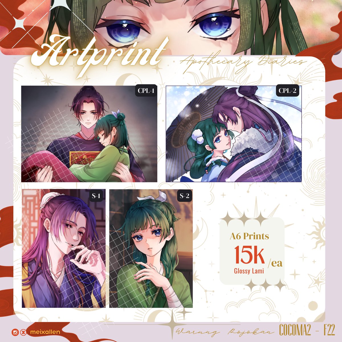 [RTs are very appreciated💕]
COCOMA2 PreOrder is now OPEN!✨

🌸Until January 18, 2025
🌸Pick up &amp; Mail Order
🌸Apothecary Diaries, Natsume Yuujinchou, Wind Breaker, Akatsuki no Yona 
🌸GOs are welcomed!

🛒Scan the code or click link on my bio🙌
Thank you<3
#COCOMA2CATALOGUE