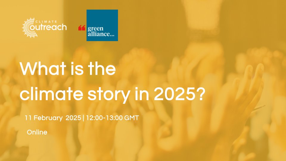 Climate Outreach (@climateoutreach) on Twitter photo How do you want to kick off 2025? 🤔 Why not register to join Climate Outreach, <a href="/GreenAllianceUK/">Green Alliance</a> and others to explore what the communications challenges and opportunities will be in 2025!
Speakers:
- Nameerah Hameed, Advocacy Manager, Climate Outreach
- Dr Chris Pollard, Senior How do you want to kick off 2025? 🤔 Why not register to join Climate Outreach, <a href="/GreenAllianceUK/">Green Alliance</a> and others to explore what the communications challenges and opportunities will be in 2025!
Speakers:
- Nameerah Hameed, Advocacy Manager, Climate Outreach
- Dr Chris Pollard, Senior