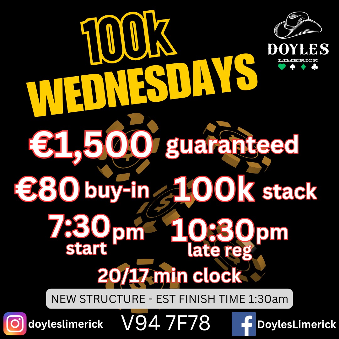 We're back open this week with 100k Wednesdays