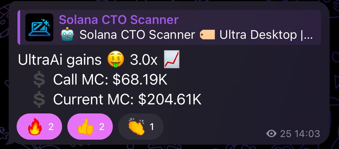 CTOScanner's tweet photo. $UltraAi quick 3x 🤑
CA: FDuKr3pRX5zu6VQQ8wvoUcyBT4jG5AQ4ENuXUEkMpump
#solana #memecoins #cryptogains #ai #ultraai https://t.co/JYtBJbOto2