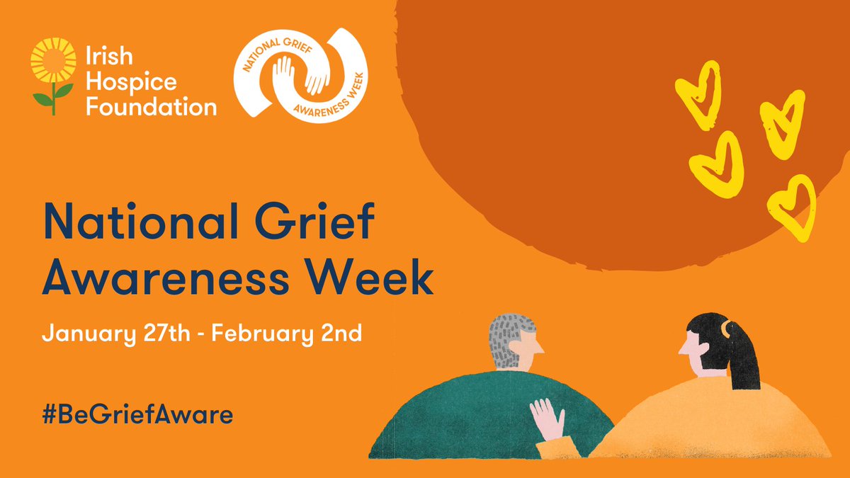 National Grief Awareness Week 2025 is Jan 27 - Feb 2. 🧡

This campaign aims to encourage people to be more grief aware and encourage conversations about this typically uncomfortable subject.

👉 Learn how you can get involved: hospicefoundation.ie/our-supports-s… 

#BeGriefAware #NGAW2025