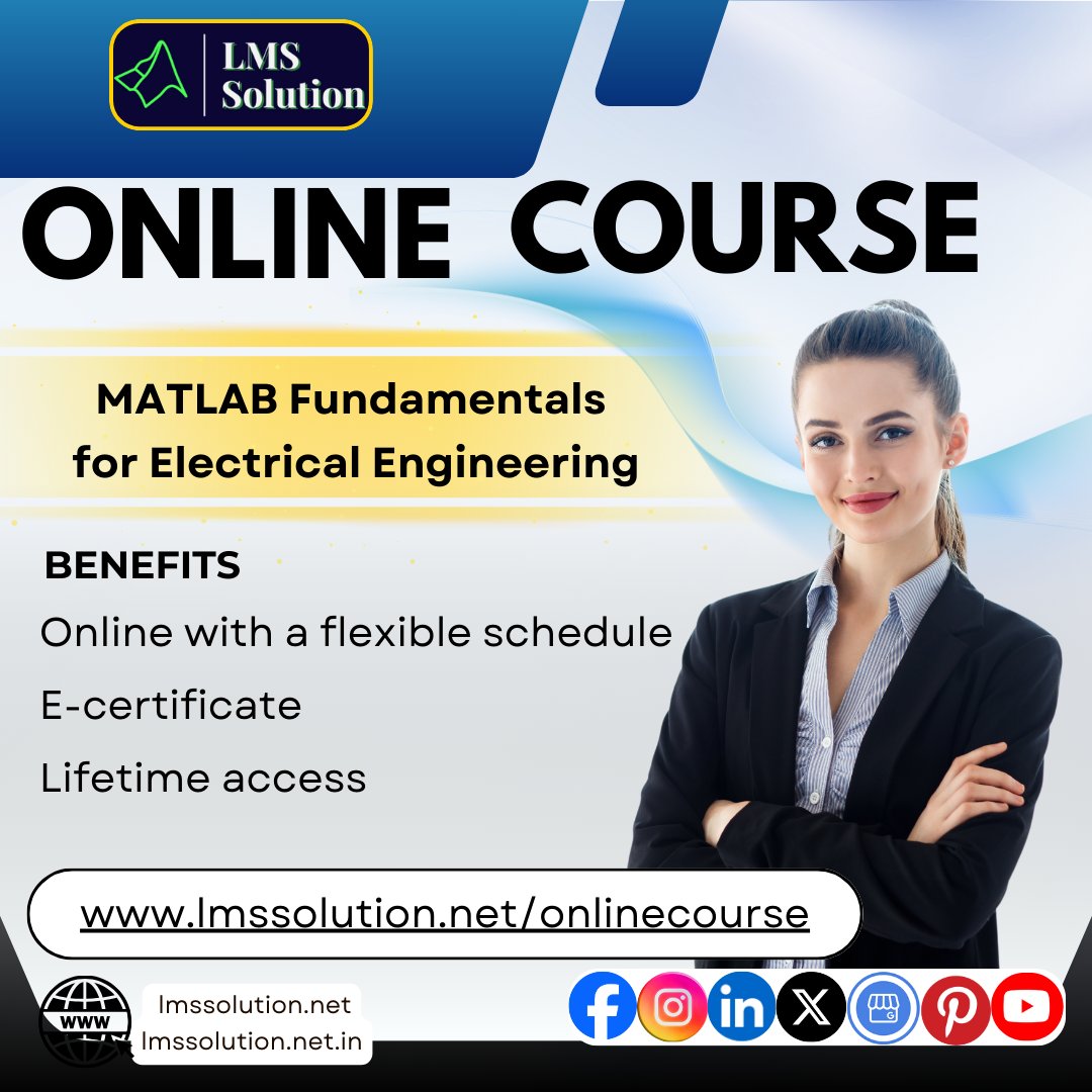 Lms_Solution's tweet image. Master MATLAB: Fundamentals for Electrical Engineers
Registration link: lmssolution.net/onlinecourse
#MATLABTraining #ElectricalEngineering #LearnMATLAB #EngineeringTools #ProgrammingBasics