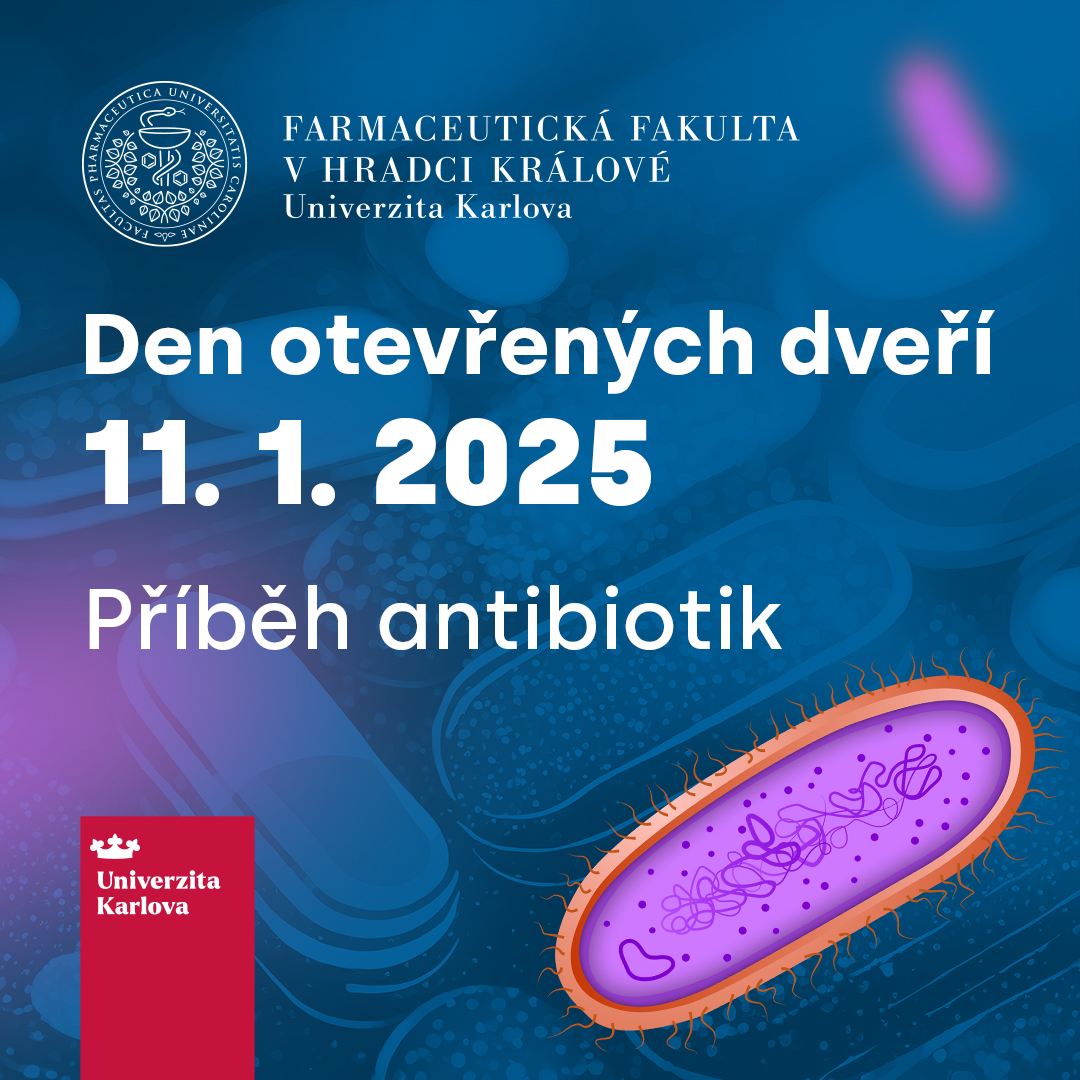 Zveme všechny středoškoláky 11. 1. 2025 na Den otevřených dveří Farmaceutické fakulty Univerzity Karlovy.  

Máme připravený zajímavý program „Příběh antibiotik“, jehož součástí bude prohlídka fakulty a praktické ukázky.  

Rezervujte si prosím místo na faf.cuni.cz/dod