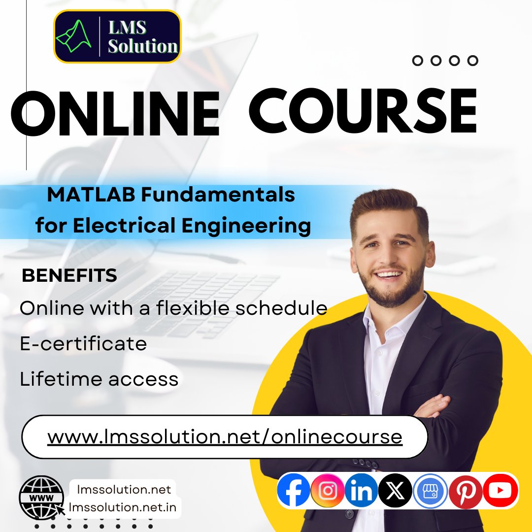 Lms_Solution's tweet image. Master MATLAB: Fundamentals for Electrical Engineers
Registration link: lmssolution.net/onlinecourse
#MATLABTraining #ElectricalEngineering #LearnMATLAB #EngineeringTools #ProgrammingBasics