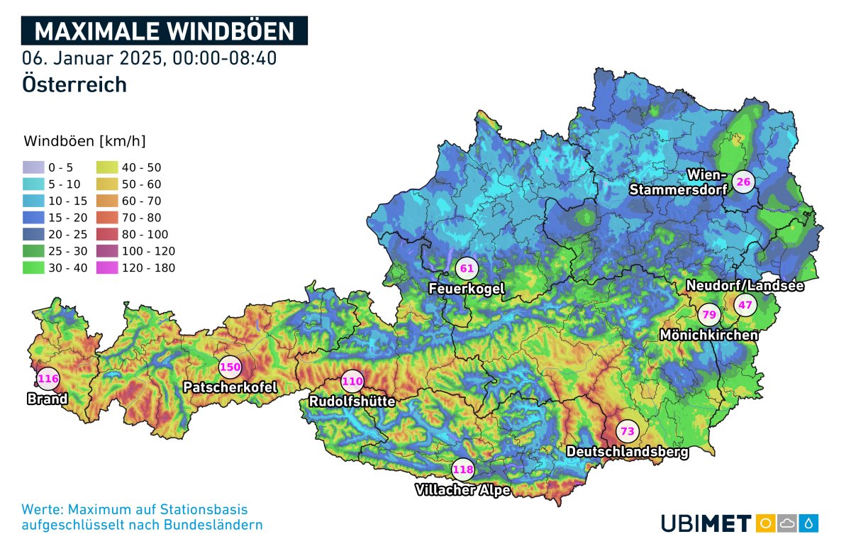 uwz_at's tweet image. Der Dreikönigstag bringt heute je nach #Föhn große Temperaturunterschiede: In Graz und Bludenz gibt es  bereits Temperaturen um 15 Grad, im Donauraum dagegen meist nur um 0 Grad. In zwei Landeshauptstädten gibt es auch eine Warnung vor stürmischen Böen: uwz.at
