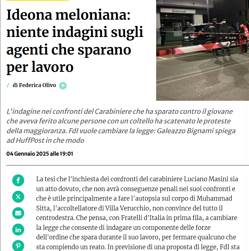 Vi hanno talmente intortato con sta storia degli immigrati che siete tutti come il cane de Mustafà che lo pijava ar culo ma era convinto de sta a scopà.
Poi voglio proprio vedere se sparano a voi o i vostri figli.

huffingtonpost.it/politica/2025/…