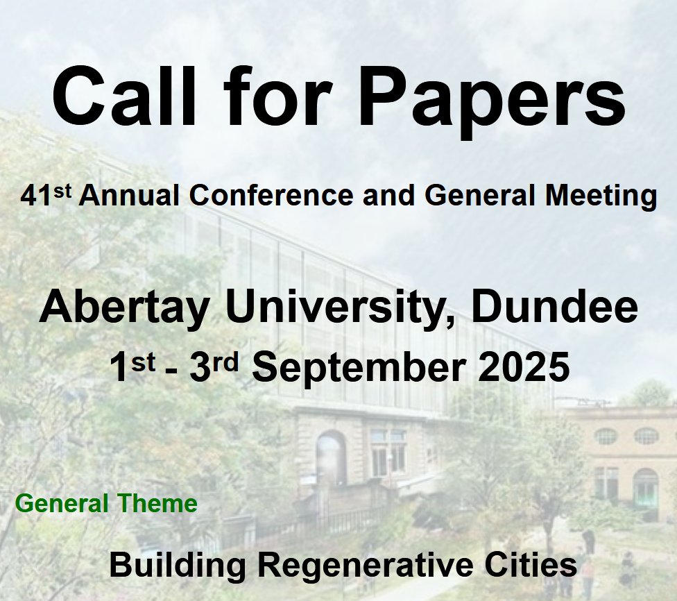 The abstract deadline for the 41th ARCOM conference is this Friday, Jan-10. The conference is themed Building Regenerative Cities, and will be hosted by Abertee University, Dundee. Dont forget to submit your 150-word abstract! See the call for papers: tinyurl.com/2z9s68tj