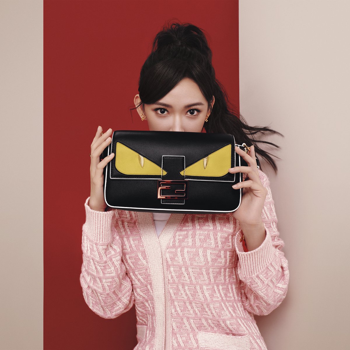 p*w様 FENDI フェンディ バグズアイ 三角形 バイカラー レザー  話題の「フェンディ アイズ（FENDI Eyes）」より #フェンディ の