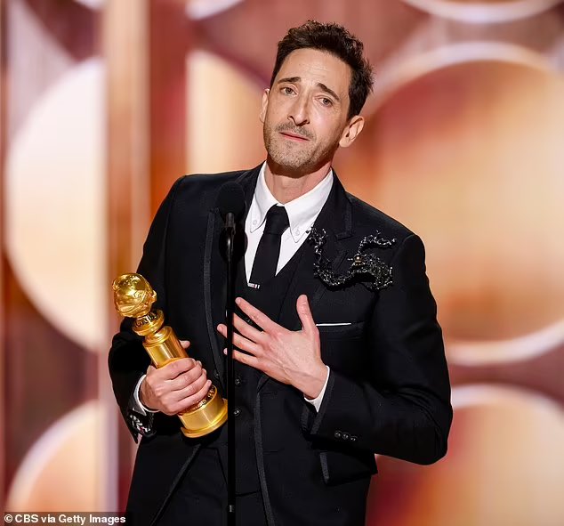 Congratulations to <a href="/adrienbrody/">Adrien Brody</a> on his <a href="/goldenglobes/">Golden Globes</a> win! 👏👏👏
