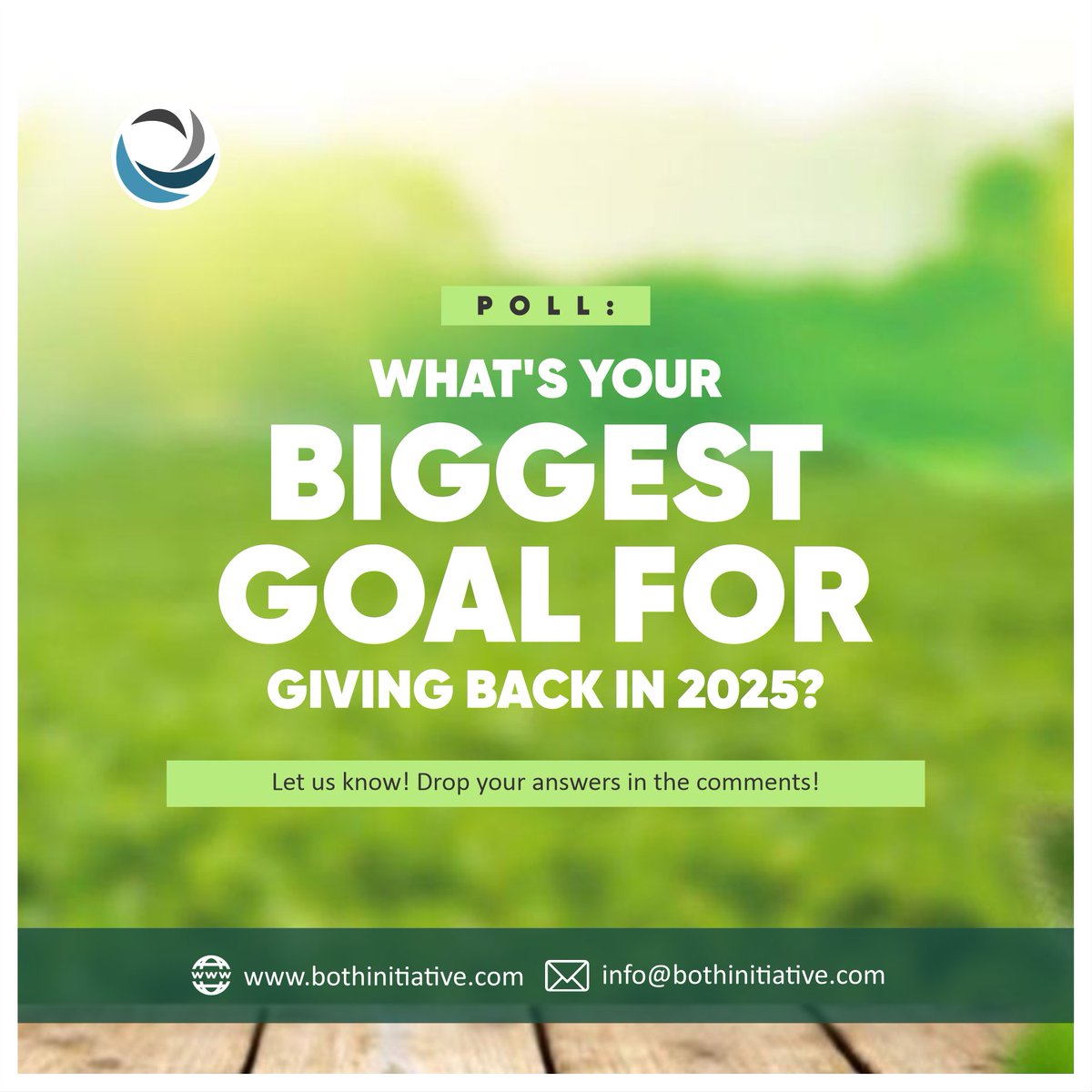 bothInitiative's tweet photo. 🎯 What’s your biggest giving back goal this year? Tell us in the comments! 👇 

#bothinitiative #goalsetting2025 #makeanimpacttoday https://t.co/c62PXndK7z