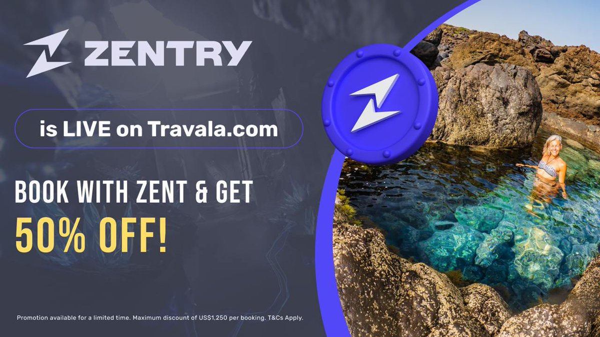 📢 ZENT is NOW LIVE on Travala!

<a href="/Zentry/">Zentry ⚡</a> users, your travel just leveled up! Book flights, hotels, and activities worldwide using $ZENT 🌍✈️

🔥 For a limited time only: Get an insane 50% discount when you book with ZENT! 🤯 Don’t miss out!

T&amp;Cs apply.