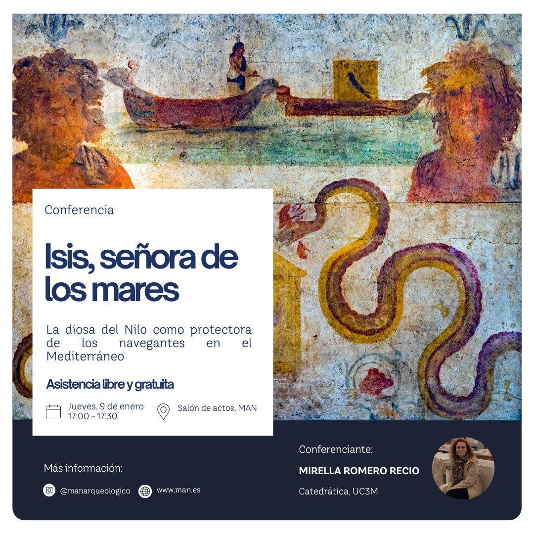 El próximo jueves nuestra IP Mirella Romero Recio hablará sobre Isis, una de las principales divinidades egipcias que en época helenística fue considerada protectora de los navegantes.

<a href="/MANArqueologico/">Museo Arqueológico Nacional</a>
#VitrinaCero