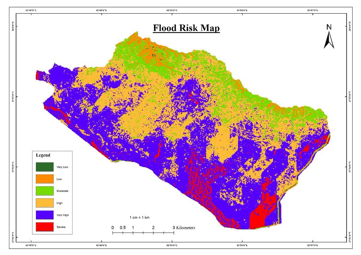 chh_rubee's tweet photo. "In June 2024, many homes and lives were affected by the devastating floods in Narainapur district, Nepal. To aid in disaster preparedness and risk management, I created a flood risk map using AHP models, identifying high-risk and low-risk zones. https://t.co/nT0gVDo8W6