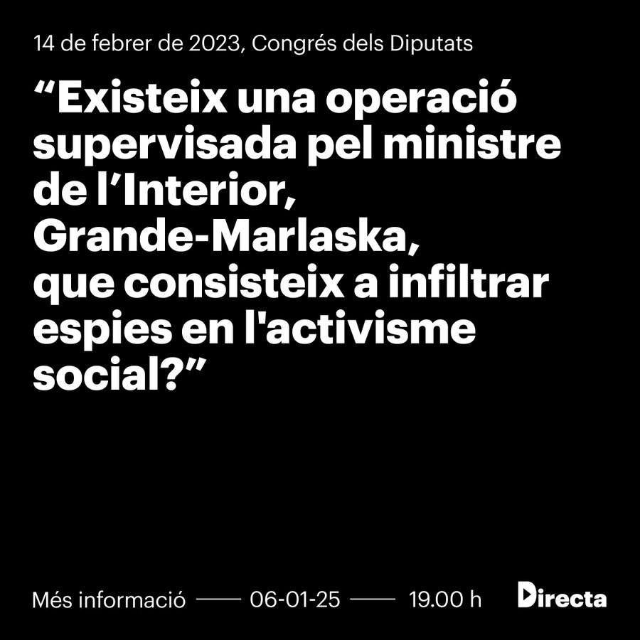 Informativament, contra la llei del silenci, també l'única lluita que es perd és la que s'abandona. Atentes avui, al regal republicà de Reixos que ens fa <a href="/La_Directa/">Directa</a>. #EspionatgedEstat

Aquest vespre, a les 7, Xavier Vinader somriurà murri i agraït.
🔎 Periodisme d’investigació