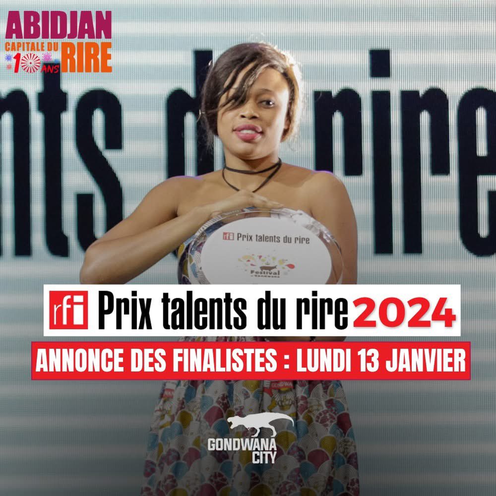 CapitaleDuRire's tweet photo. RFI Prix Talents du Rire 2024
Rendez-vous dans quelques jours pour connaitre le top 5 des finalistes.

Le lauréat recevra son prix à Abidjan en février prochain pour les 10 ans de Abidjan Capitale du Rire. https://t.co/oqMqF996hc