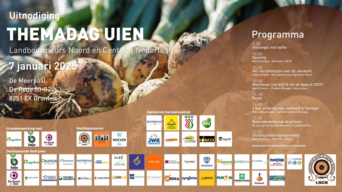 Morgen is de themadag uien in de Meerpaal te Dronten. Een mooi en interessant evenement waar teelt, handel en verwerking elkaar ontmoeten. #landbouwbeurs #LNCN