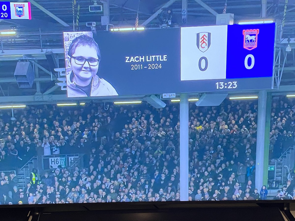 Dale-Alan Little (@dalealanlittle) on Twitter photo Thank you to every fan that stood and observed a minutes applause for Zach at Caravan Cottage yesterday. An emotional moment that meant so much to our family. Zach will be forever 13, Forever Fulham ❤️
<a href="/FulhamFC/">Fulham Football Club</a>
<a href="/FulhamSuppTrust/">Fulham Supporters’ Trust</a>
<a href="/FriendsOfFulham/">Friends Of Fulham</a>
<a href="/FulhamishPod/">Fulhamish</a> Thank you to every fan that stood and observed a minutes applause for Zach at Caravan Cottage yesterday. An emotional moment that meant so much to our family. Zach will be forever 13, Forever Fulham ❤️
<a href="/FulhamFC/">Fulham Football Club</a>
<a href="/FulhamSuppTrust/">Fulham Supporters’ Trust</a>
<a href="/FriendsOfFulham/">Friends Of Fulham</a>
<a href="/FulhamishPod/">Fulhamish</a>