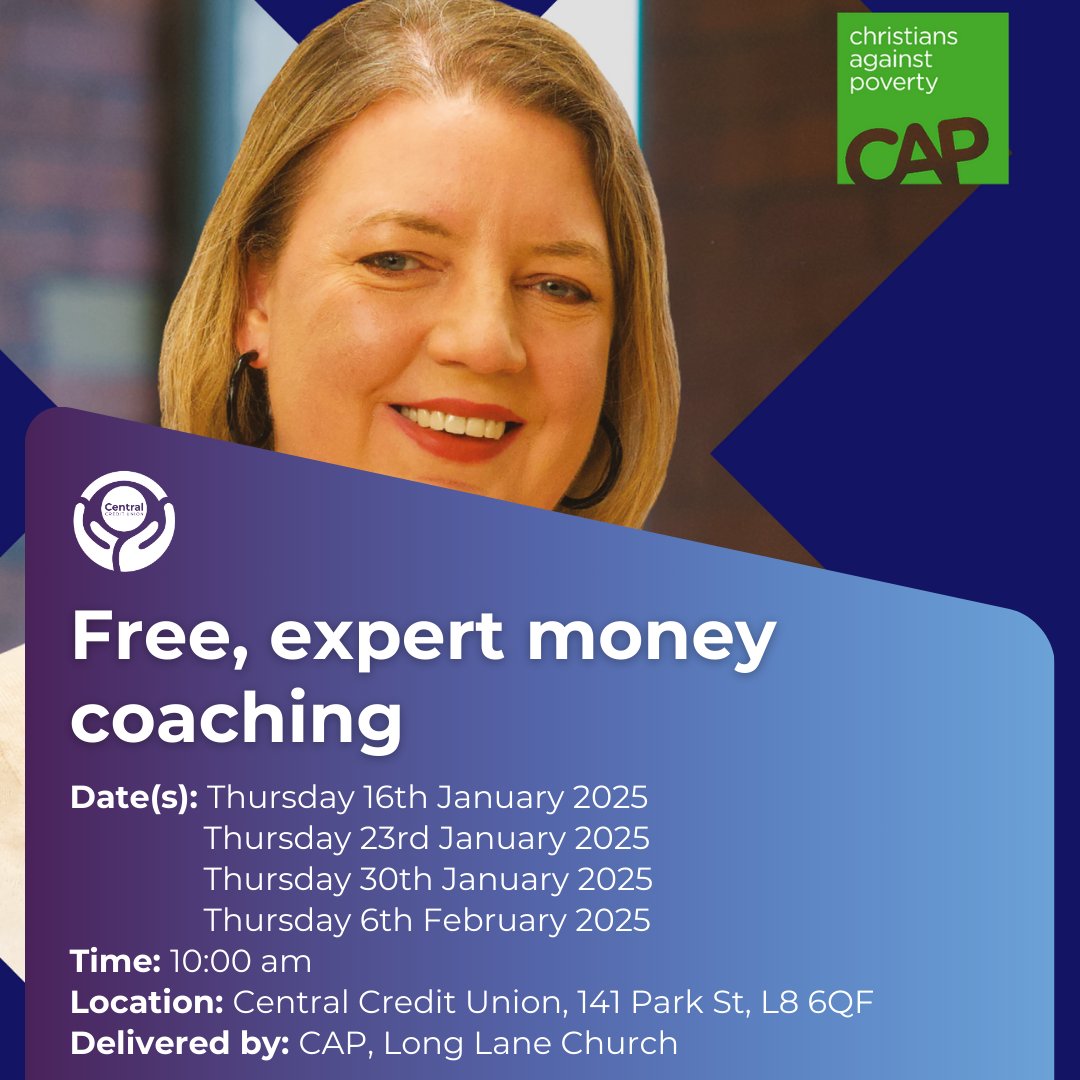 Central Credit Union (@centralcu_) on Twitter photo ✨New Year, Fresh Start✨
Join the <a href="/CAPuk/">Christians Against Poverty (CAP) UK</a> Money Coaching Course & learn to:
✔️Manage money confidently
✔️Set lasting goals
✔️Build a secure future
📅Starts: 16 Jan 2025
⏰10 am
📍Central Credit Union, L8 6QF
Sign up👉refresh.capmoney.org/join-course/5c…
#MoneyMatters #CAPMoneyCourse ✨New Year, Fresh Start✨
Join the <a href="/CAPuk/">Christians Against Poverty (CAP) UK</a> Money Coaching Course & learn to:
✔️Manage money confidently
✔️Set lasting goals
✔️Build a secure future
📅Starts: 16 Jan 2025
⏰10 am
📍Central Credit Union, L8 6QF
Sign up👉refresh.capmoney.org/join-course/5c…
#MoneyMatters #CAPMoneyCourse