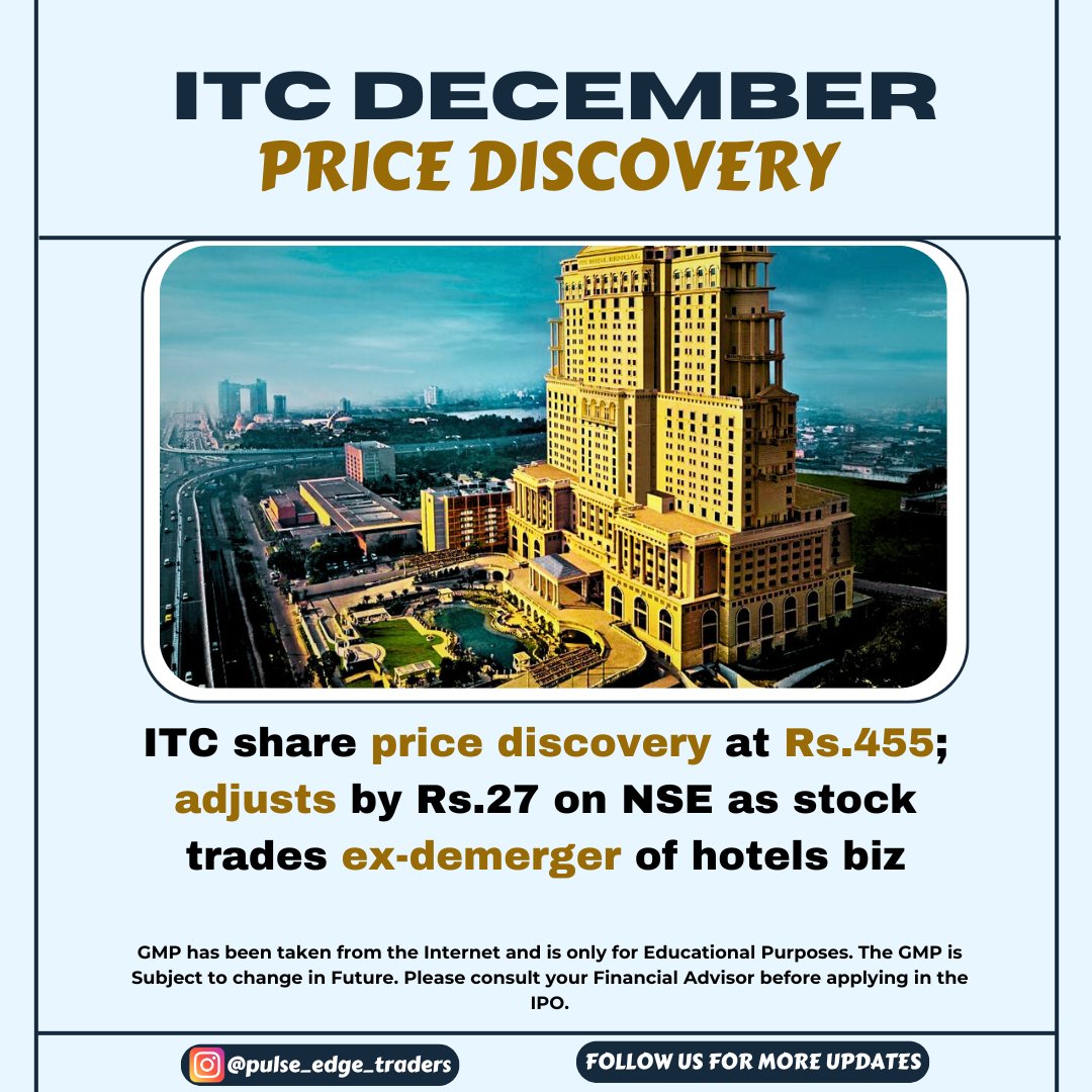 PulseEdgeTrader's tweet photo. ITC SHARE DISCOVERY💰💥||PulseEdgeTraders 

#reelsinstagram #reels #instagram #trending #viral #explorepage #reelitfeelit #explore #instagood #reelsvideo #love #trendingreels #fyp #reelkarofeelkaro #reelsindia #instadaily #reelsviral #reel #viralreels #memepage  #photography https://t.co/fmgOZEYMiD