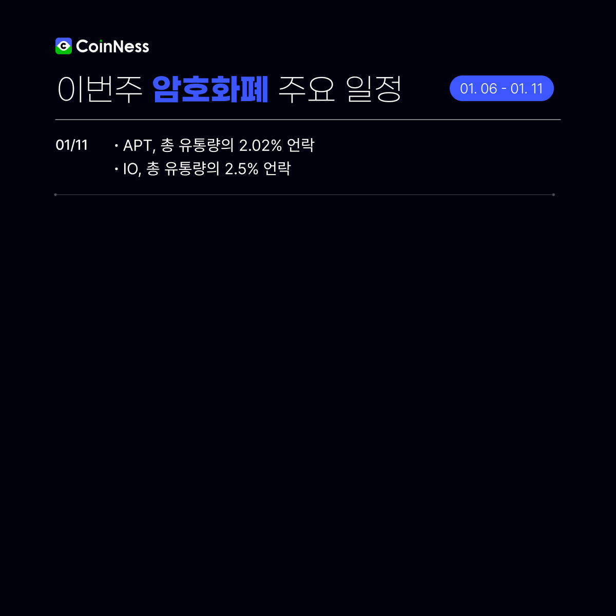 📅 코인니스가 알려주는 이번주 암호화폐 주요 일정 🔽암호화폐 상세 일정 보기 https://t.co/VhPhu10mFy #MXC  #BIT #XTER #MOVE #OP #APT #IO #빗썸 #바이비트 #바이낸스 #코인베이스 #FOMC