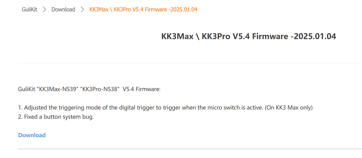 GuliKitDesign's tweet image. A new firmware V5.4 is shipped for KK3 MAX and PRO game controllers for better performances. gulikit.com/newsinfo/88715… #upgrade #gamecontroller #GuliKit