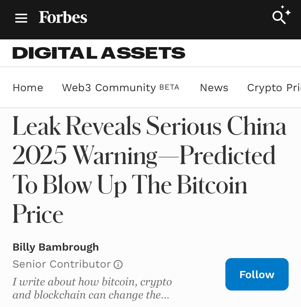 🇨🇳 “Wild speculation China could have beaten Donald Trump and the U.S. to creating a #Bitcoin reserve.” 🤯

IT’S HAPPENING!!!