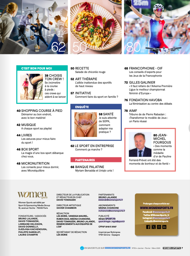 WomenSports_fr's tweet photo. TADAM ! Voici le magazine #WomenSports N°35 en ce début 2025 ! 🤩 Au sommaire de ce spécial carnet pratique : conseils de sportives inspirantes💪 Du body positive avec Romane Dicko 🥋 enquête sur le SOPK 🧐 et bien plus, pour faire le plein de motivation et de belles énergies !🔥 https://t.co/dBCcuzODeC