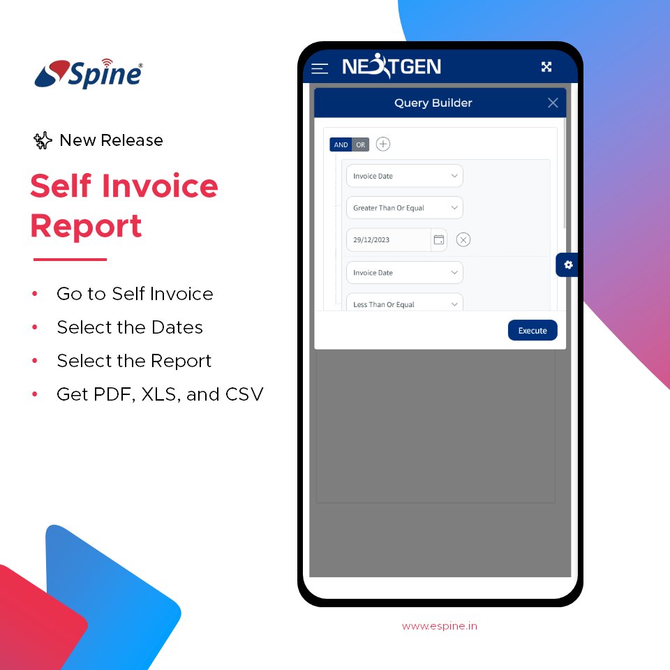 SpineBMS's tweet image. 📊 Track internal &amp;amp; branch invoices with ease! Introducing SpineNEXTGEN&apos;s &quot;Self Invoice Report&quot; for accurate, efficient tracking. 🚀 

Try it now: bit.ly/3tQ2qca

#SpineNEXTGEN #ERP #Invoices #stockmarketcrash