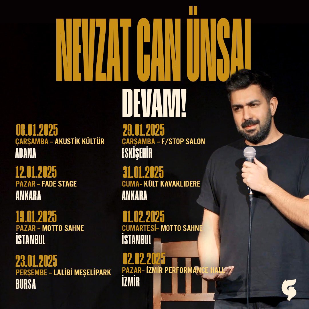yeni stand up gösterime, adana, ankara, istanbul, izmir, bursa ve eskişehir’de devam ediyorum. gelmek isteyen dostlar için tüm bilet linkleri: biletinial.com/tr-tr/theatre/…