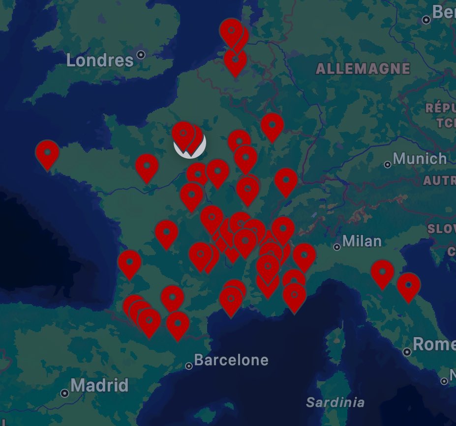 bmalichier's tweet image. Ma #pinmap 2024 ! Sera-t-elle aussi remplie en 2025 ? Je l’espère !