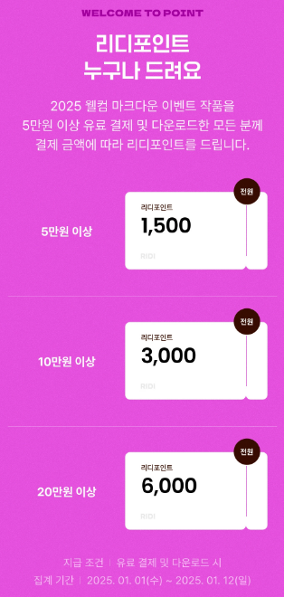 🐍웰컴 2025 마크다운🐍

2025년 웰컴 마크다운 작품을 5만원 이상 유료 결제 및 다운로드하신 모든 분께 포인트를 드려요. (~1/12)

마크다운 꿀팁❕
전연령 로맨스/로판 보고 싶을 땐🌟 '레토북스' 검색
성인 로맨스/로판 보고 싶을 땐🔞 '아르테미스' 검색!