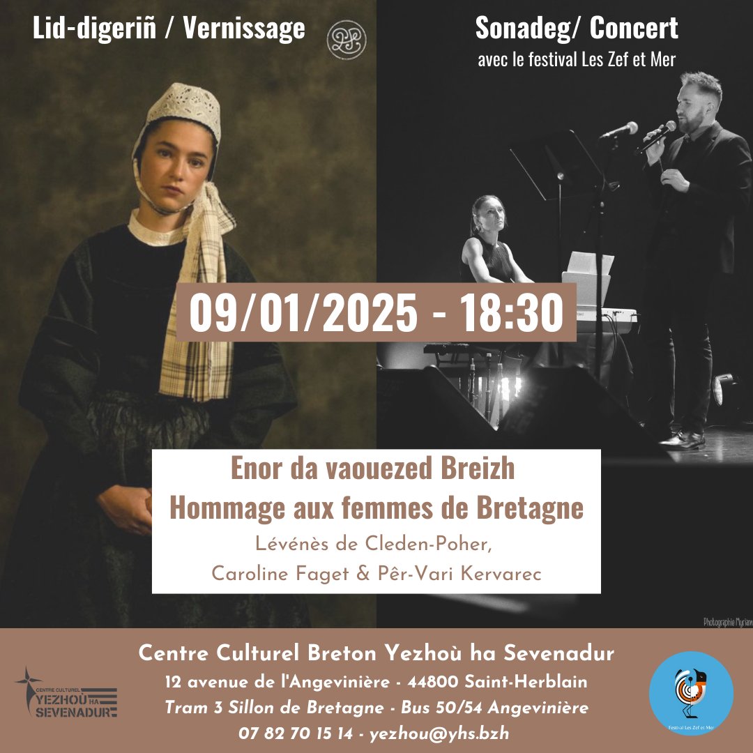 Deuit da lidañ ar  bloavezh nevez gant Lévénès de Cleden-Poher, Caroline Faget ha Pêr-Vari  Kervarec en hor c'hreizenn diriaou adalek 6e30.

Venez  fêter la nouvelle année avec les artistes Lévénès de Cleden-Poher,  Caroline Faget et Pêr-Vari Kervarec à partir de 18h30 ce jeudi