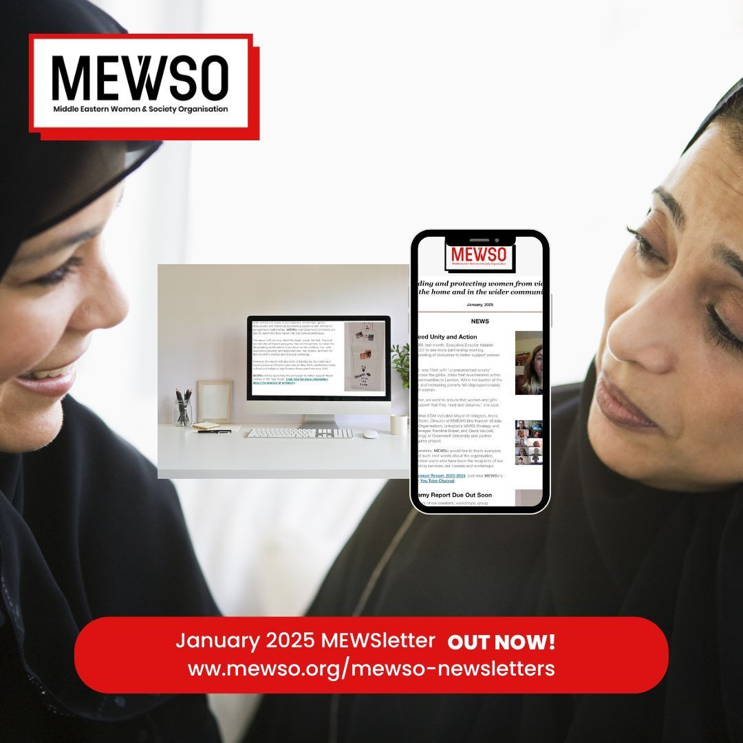 Catch up on the latest news and views from the Middle Eastern Women &amp; Society Organisation (MEWSo) in our January 2025 newsletter. Happy New Year! 

buff.ly/40dxm3N 😊