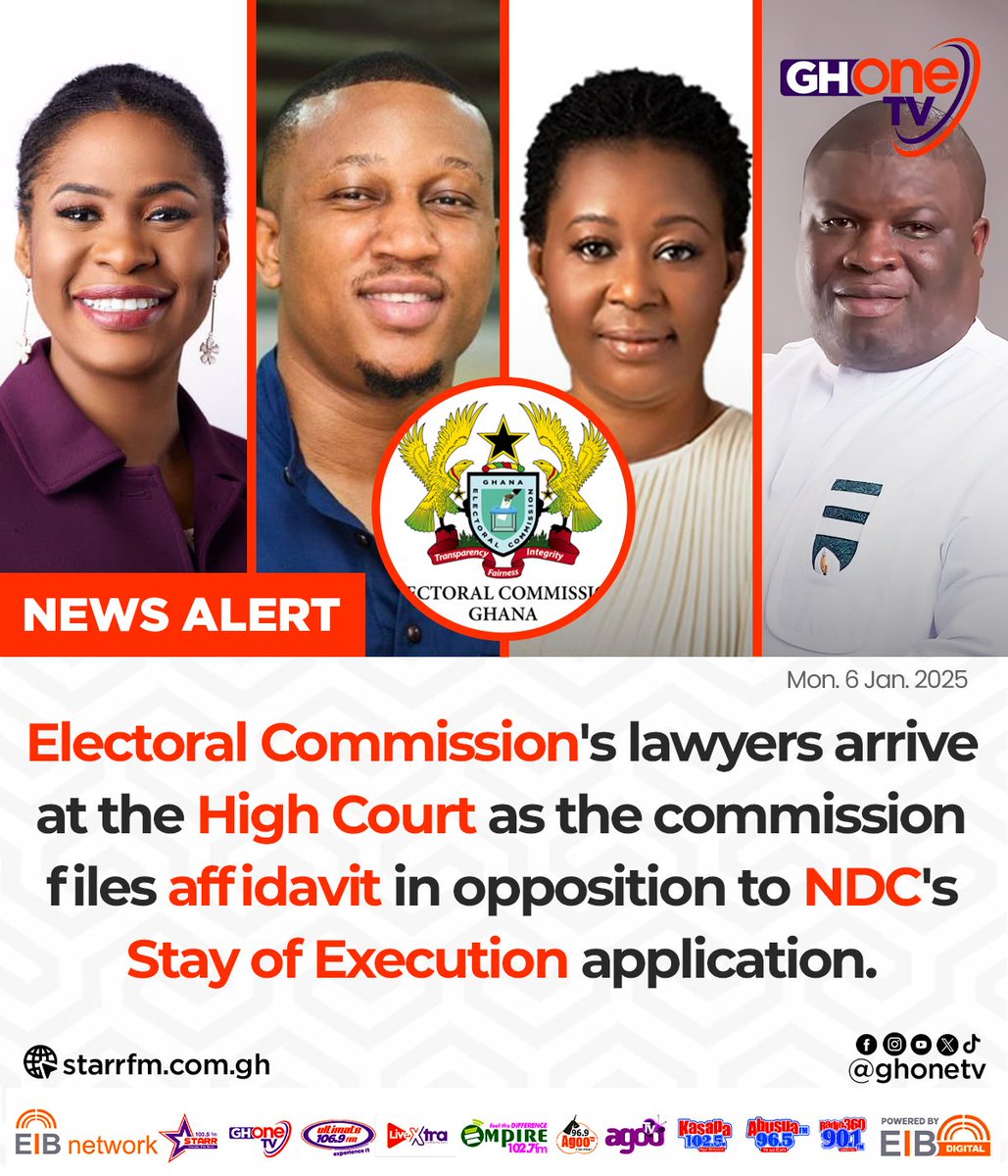 ghonetv's tweet image. EC files affidavit at Accra High Court in opposition to NDC's Stay of Execution application...

#GHOneNews #EIBNetwork
#GHOneTV #NewsAlert