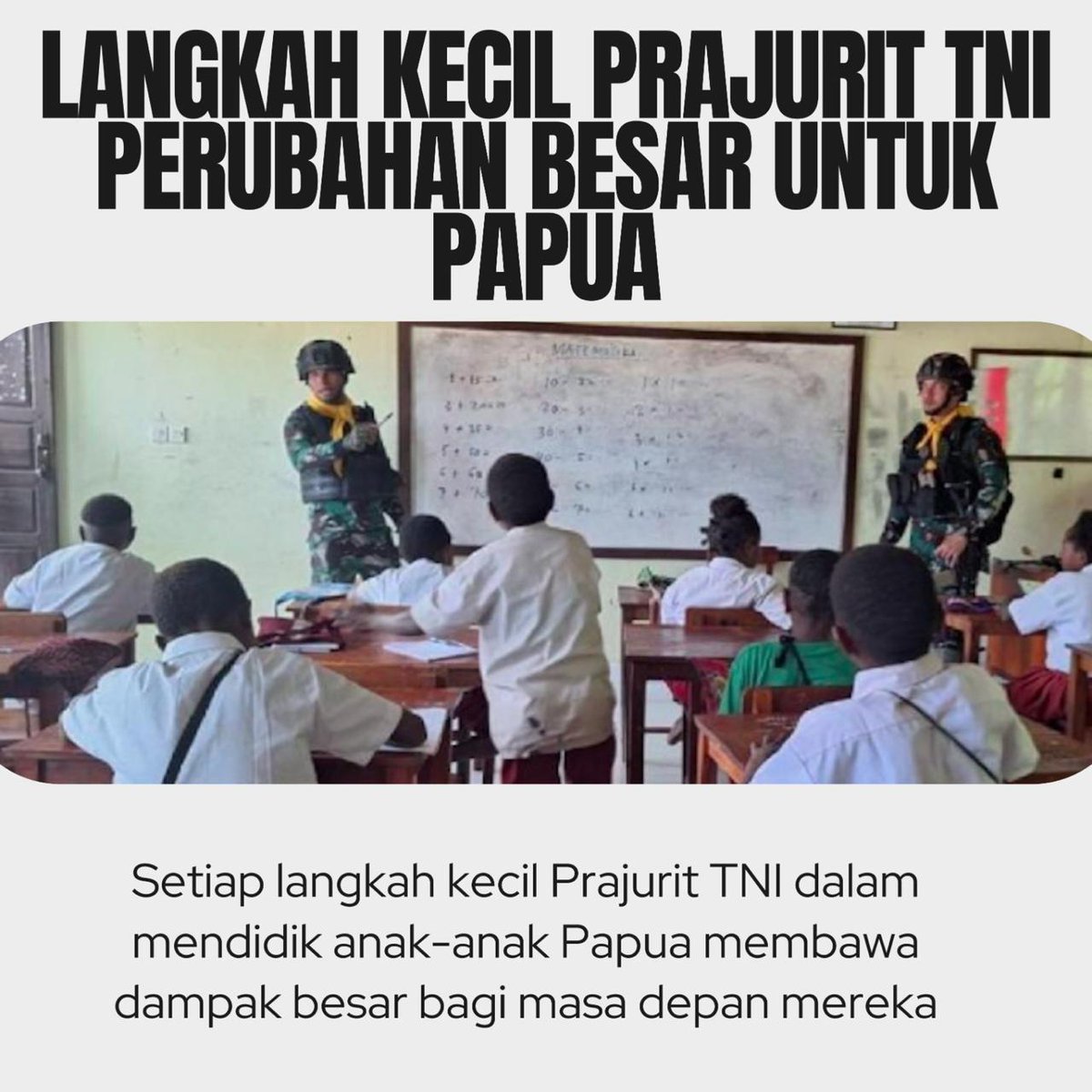 updatesivana's tweet photo. TNI hadir untuk memperkuat pendidikan di Papua demi masa depan yang lebih baik. #TNIHadirDiPapua https://t.co/unvoqxhhBb