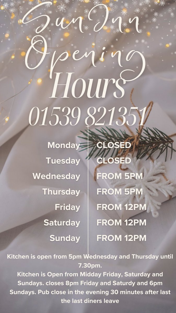 SunInnCrook's tweet photo. JANUARY HOURS https://t.co/V1w8zySUf2