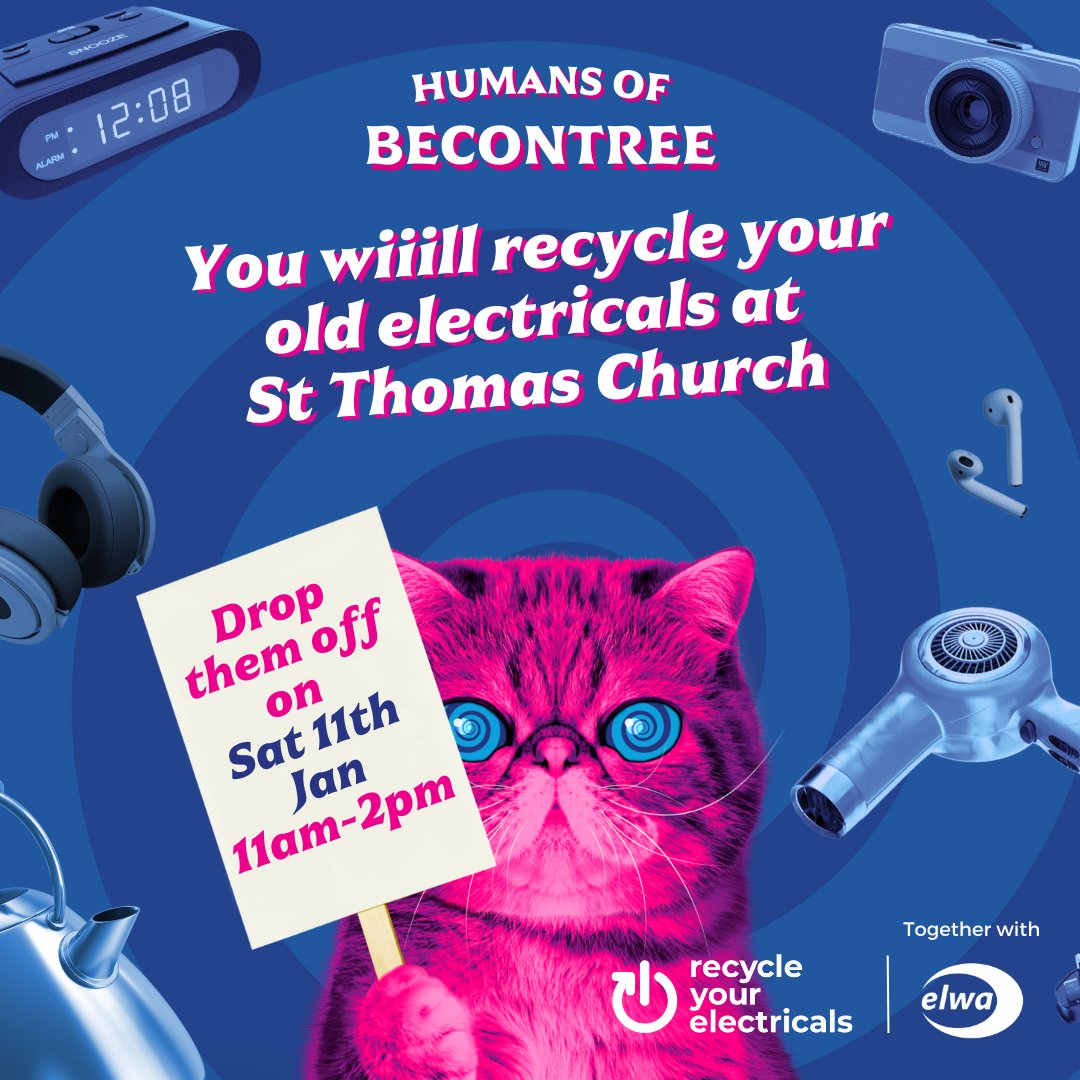 RecycleFYC (@recyclefyc) on Twitter photo Our next Free Repair Café is on Sat 11th Jan in partnership with <a href="/lbbdcouncil/">Barking and Dagenham Council</a>
♻️ Any electrical item with a cable, plug or batteries that is smaller than a microwave can be recycled (no loose batteries, vapes or lightbulbs)
🖱️bit.ly/4iQcOpu
<a href="/recycleelectric/">Recycle Your Electricals</a> Our next Free Repair Café is on Sat 11th Jan in partnership with <a href="/lbbdcouncil/">Barking and Dagenham Council</a>
♻️ Any electrical item with a cable, plug or batteries that is smaller than a microwave can be recycled (no loose batteries, vapes or lightbulbs)
🖱️bit.ly/4iQcOpu
<a href="/recycleelectric/">Recycle Your Electricals</a>