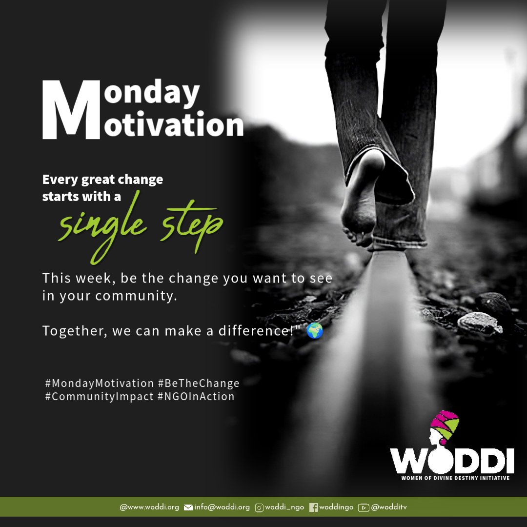 woddi_ngo's tweet photo. Every great change starts with a single step.
This week, be the change you want to see in your community.
Together, we can make a difference! 🌍
#MondayMotivation #BeTheChange #CommunityImpact #NGOInAction https://t.co/txHTy6tX4O