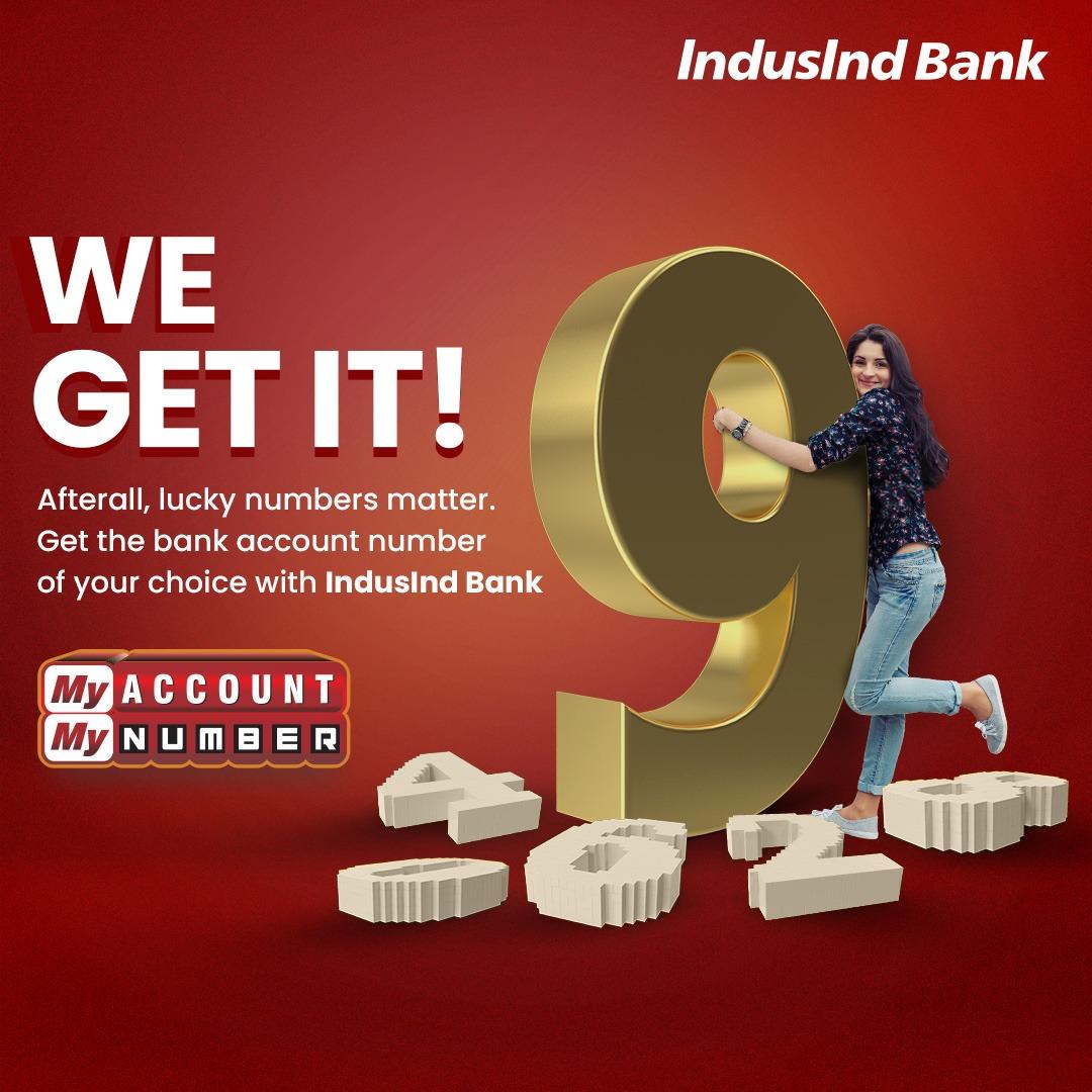 MyIndusIndBank's tweet photo. Because your bank account should feel as lucky as you do. Choose your own number with IndusInd Bank.

Know More: https://t.co/VlRU5uVwlS

#IndusIndBank #MAMN #Personalise #Choice #Customise #AccountNumber #Savings https://t.co/bbhDuCqNvB