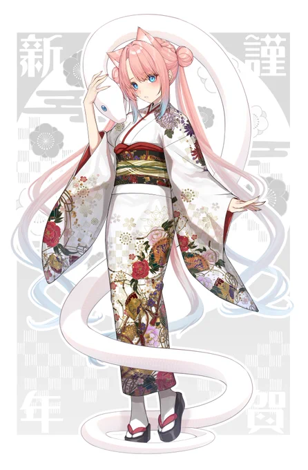 改めて明けましておめでとうございます!今年もよろしくお願いします～!蛇年仕様なうちの子のみるくちゃんで描き初め 