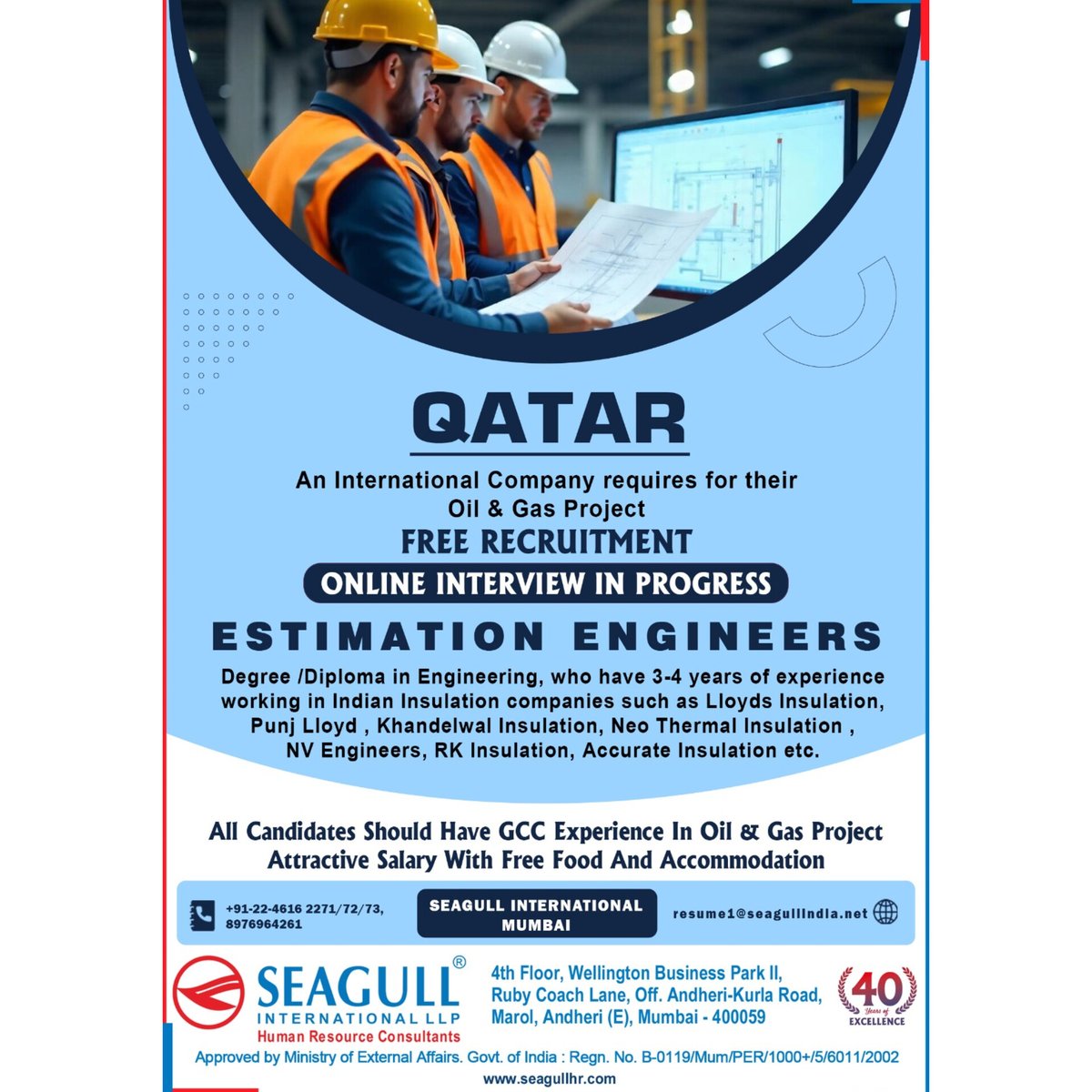 hrd1_seagull's tweet image. 🇶🇦Qatar Jobs 
✔Free Recruitment 
💻Online Interview In Progress
📍Location - Mumbai 
.

.

.
#qatarjobs #seagull #estimationengineer #oilandgas