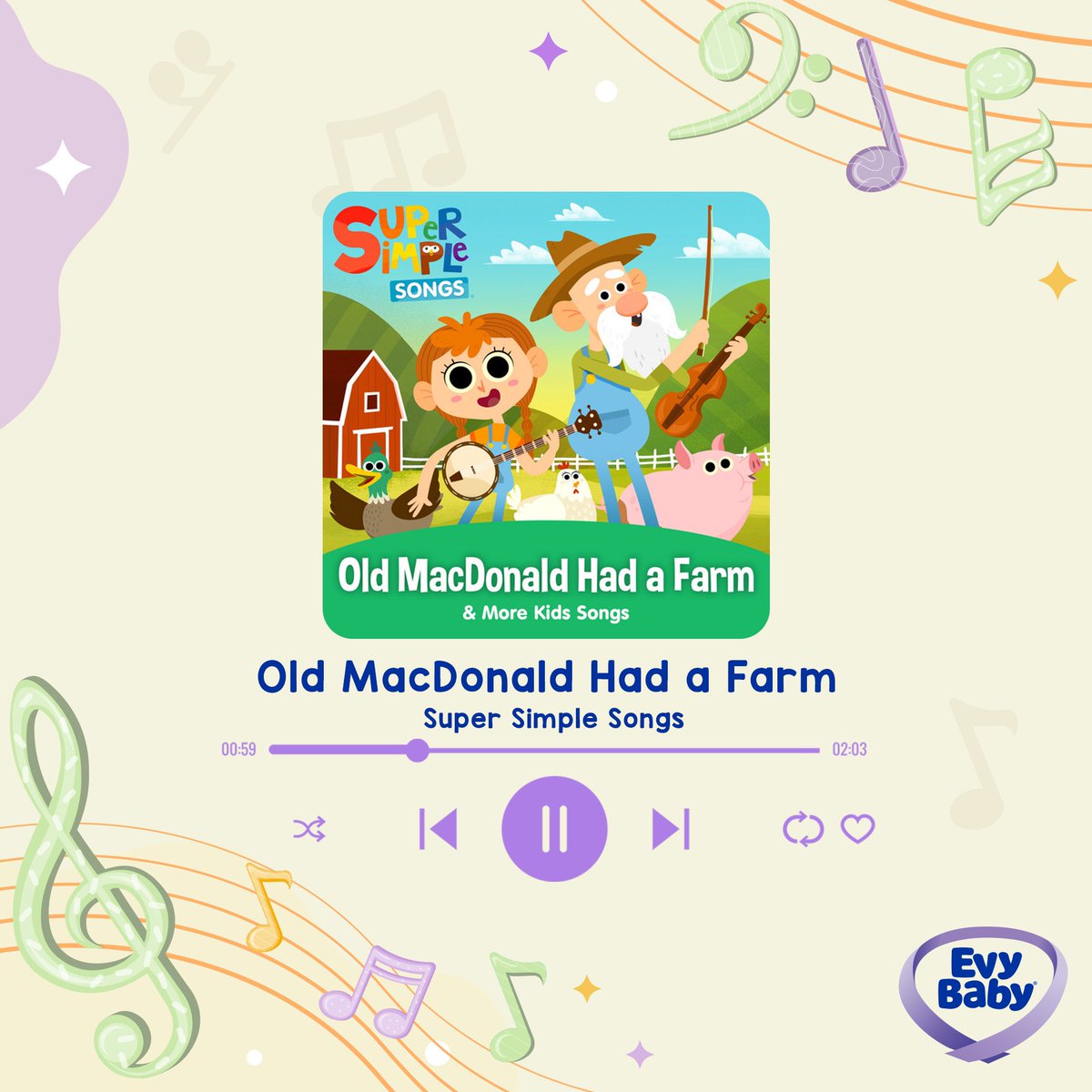 Bu ayın şarkı önerisi “Old MacDonald Had a Farm”  Hayvan seslerini öğrenmek hiç bu kadar eğlenceli olmamıştı! Bu şarkıyla minikler hayvanları tanıyor, öğreniyor ve eğleniyor. 🎵✨ ​

#EvyBaby #EvyBabyAnneleri #BebekBezi #Evyap