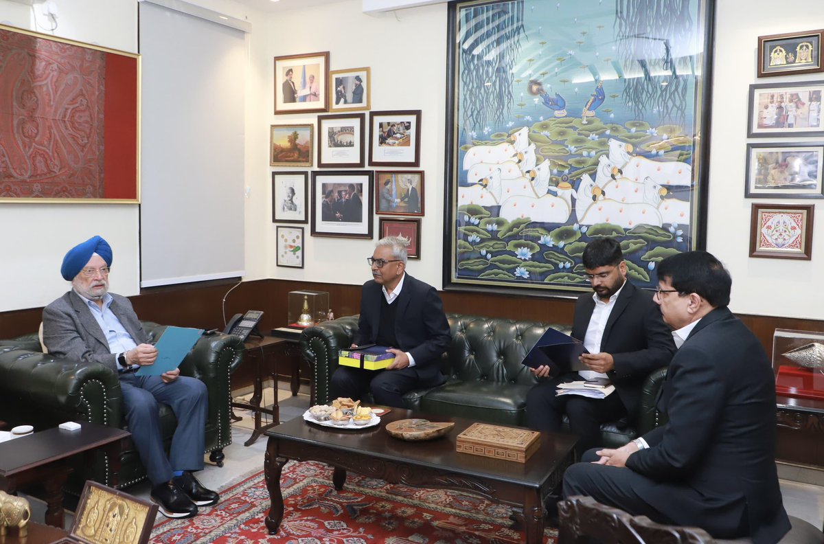 Hardeep Singh Puri (@hardeepspuri) on Twitter photo In a meeting with Sh G. Krishnakumar Ji, <a href="/cmdbpcl/">CMD BPCL</a> in my office today, we discussed plans and ideas to be implemented by the energy Maharatna <a href="/BPCLimited/">Bharat Petroleum</a> which aims to be a key contributor in fulfilling PM <a href="/narendramodi/">Narendra Modi</a> Ji’s vision and powering India’s journey towards energy In a meeting with Sh G. Krishnakumar Ji, <a href="/cmdbpcl/">CMD BPCL</a> in my office today, we discussed plans and ideas to be implemented by the energy Maharatna <a href="/BPCLimited/">Bharat Petroleum</a> which aims to be a key contributor in fulfilling PM <a href="/narendramodi/">Narendra Modi</a> Ji’s vision and powering India’s journey towards energy